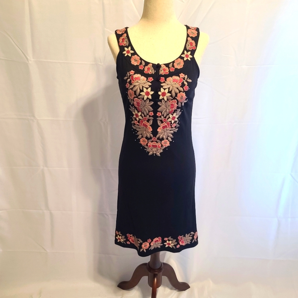 INC international concepts black and pink embroidered dress size xs
